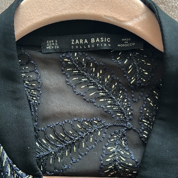 EUC Zara Black and Gold Sheer Bomber Jacket - Picture 6 of 6